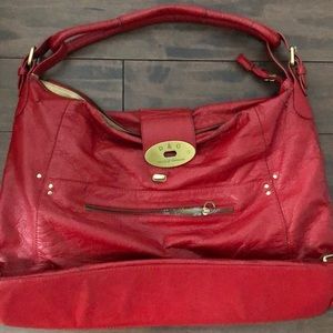 Faux leather red bag